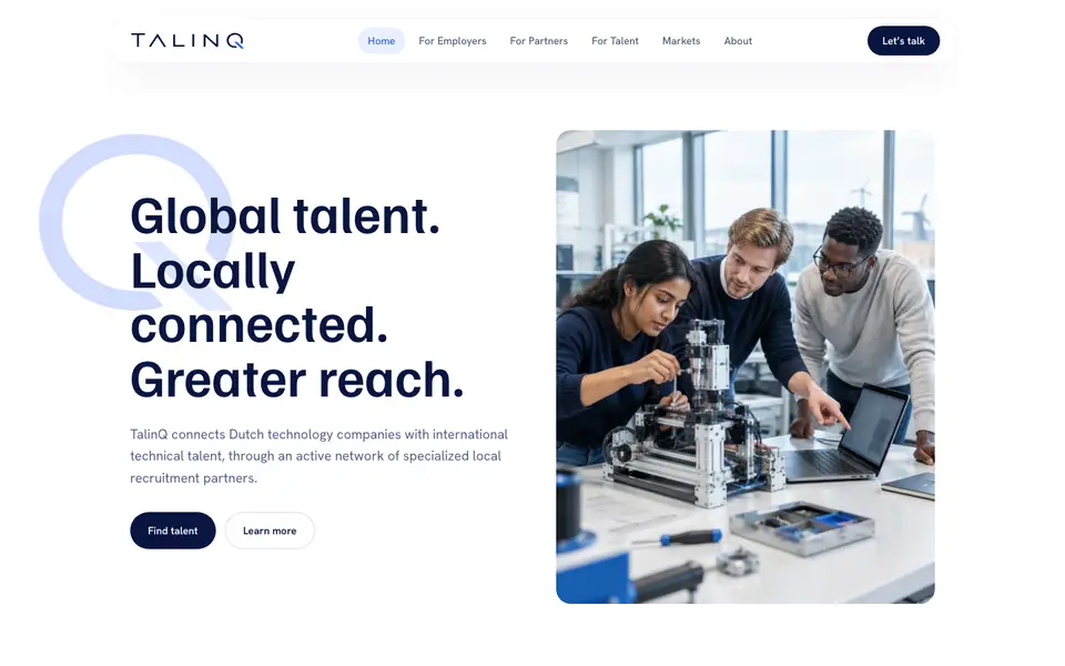 Website van TalinQ (talinq.nl)
